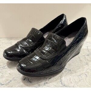 Clarks Bendables Shoes Womens Size 7 M Casual Slip On Wedge Loafer Black